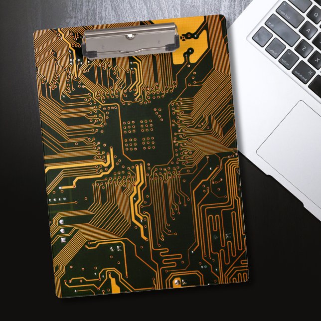 Cyber Blue PCB Circuit Board Trace Pattern Art Clipboard (Creator Uploaded)