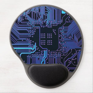 Cyber Blue PCB Circuit Board Trace Pattern Art Gel Mouse Pad