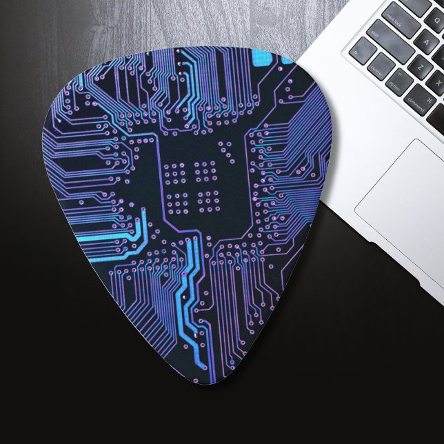 Cyber Blue PCB Circuit Board Trace Pattern Art Guitar Pick (Creator Uploaded)