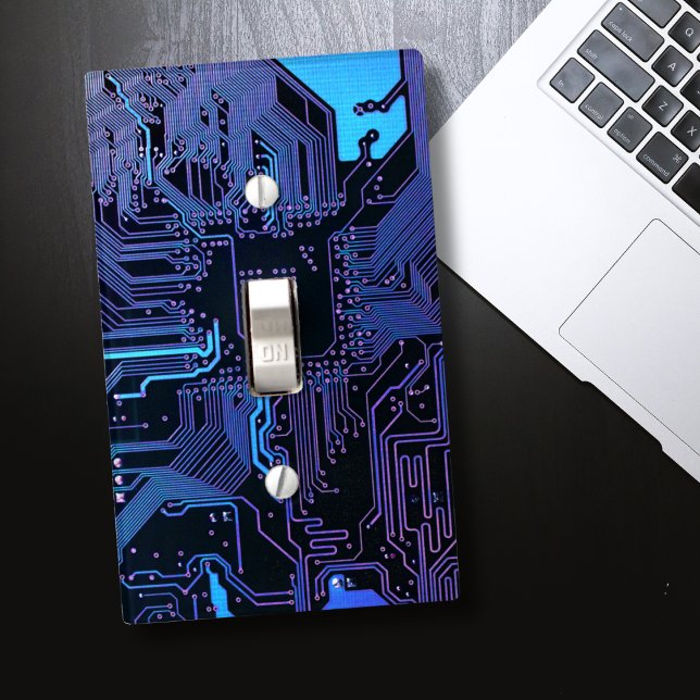 Cyber Blue PCB Circuit Board Trace Pattern Art Light Switch Cover (Creator Uploaded)