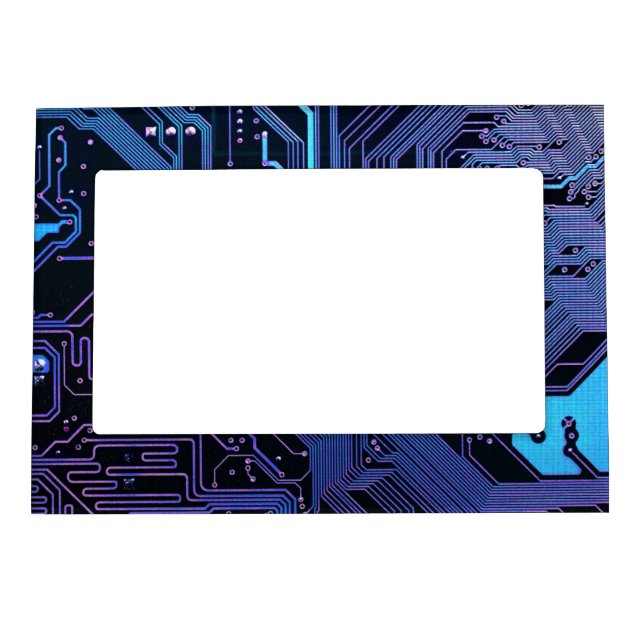 Cyber Blue PCB Circuit Board Trace Pattern Art Magnetic Frame (Front)