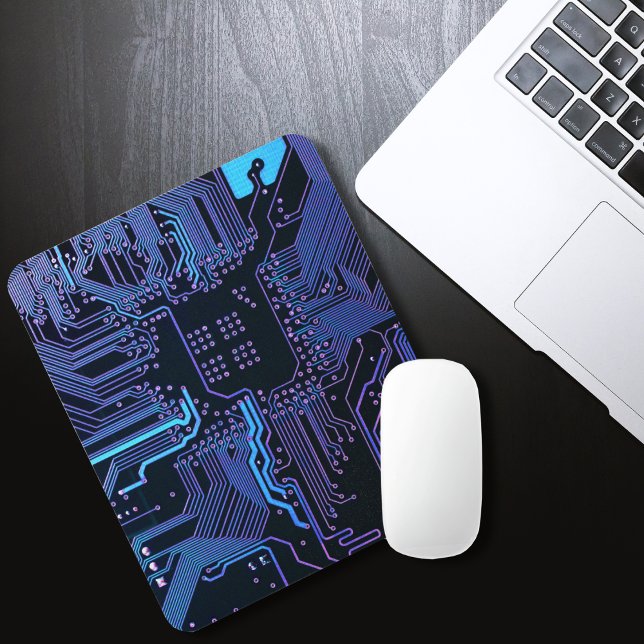 Cyber Blue PCB Circuit Board Trace Pattern Art Mouse Pad (Creator Uploaded)
