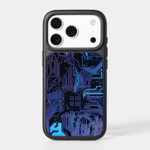 Cyber Blue PCB Circuit Board Trace Pattern Art iPhone 17 Pro Case