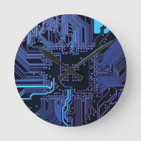 Cyber Blue PCB Circuit Board Trace Pattern Art