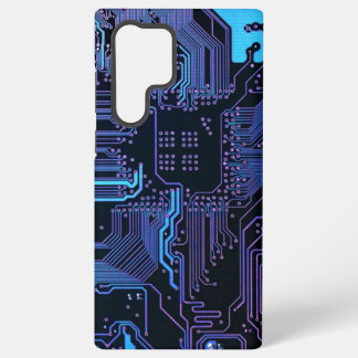 Cyber Blue PCB Circuit Board Trace Pattern Art Samsung Galaxy S22 Ultra Case