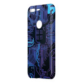 Cyber Blue PCB Circuit Board Trace Pattern Art Uncommon Google Pixel Case (Back/Left)