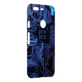 Cyber Blue PCB Circuit Board Trace Pattern Art Uncommon Google Pixel Case (Back/Right)