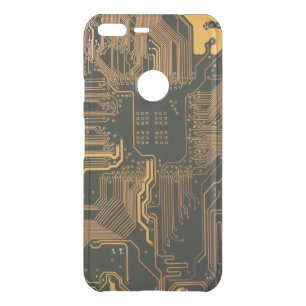 Cyber Blue PCB Circuit Board Trace Pattern Art Uncommon Google Pixel XL Case