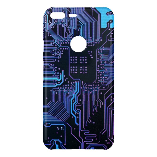 Cyber Blue PCB Circuit Board Trace Pattern Art Uncommon Google Pixel XL Case (Back)
