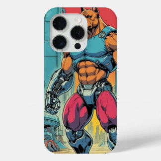 "Cyber Buff Dog – Retro Anime Robot Warrior" iPhone 15 Pro Case