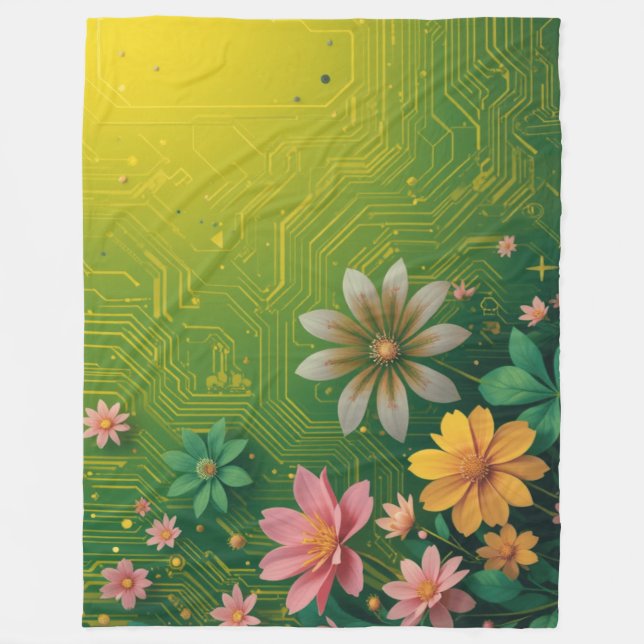 Cyber Chartreuse Fleece Blanket (Front)