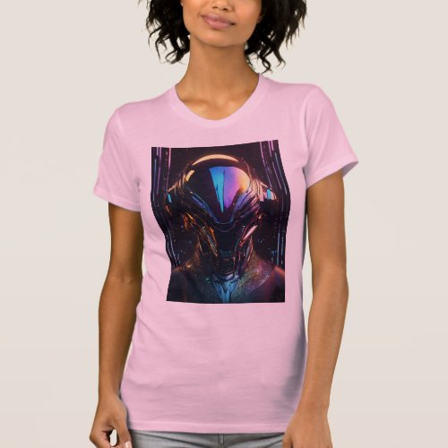 Cyber Chic Futuristic Femme Robot Womens Tee T_Shirt