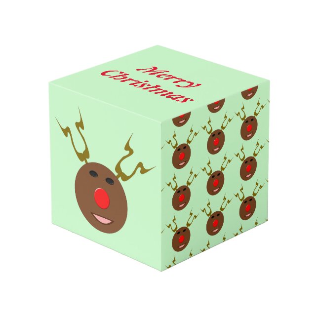 Cyber Christmas Reindeer Custom Photo Cube (Front Angled)