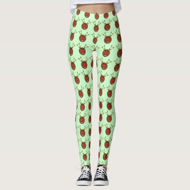 Cyber Christmas Reindeer Leggings (Front)