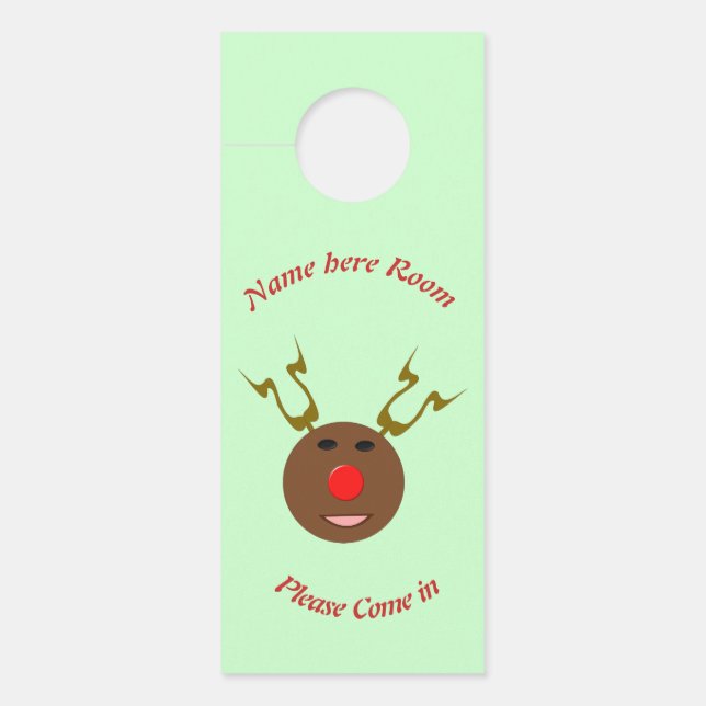 Cyber Christmas Reindeer Personalized Door Hanger (Front)