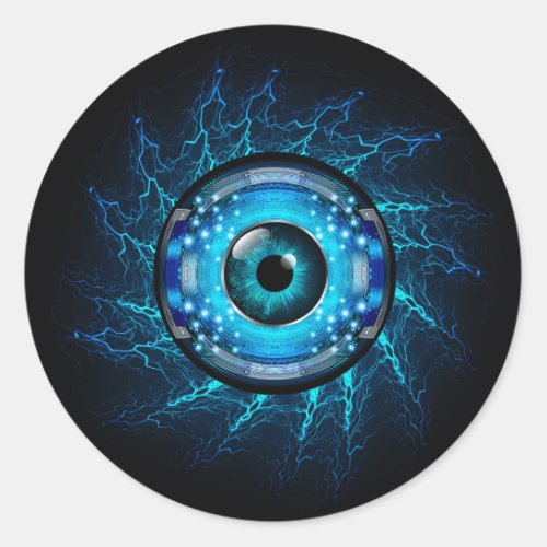 Cyber Circuit Eye Classic Round Sticker