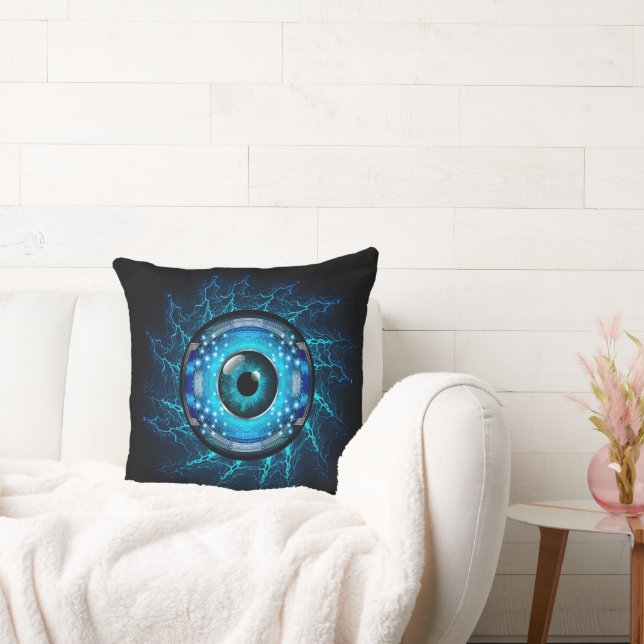 Cyber Circuit Eye Throw Pillow (Couch)