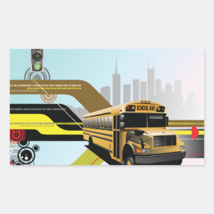 Cyber City School Bus Rectangular Sticker