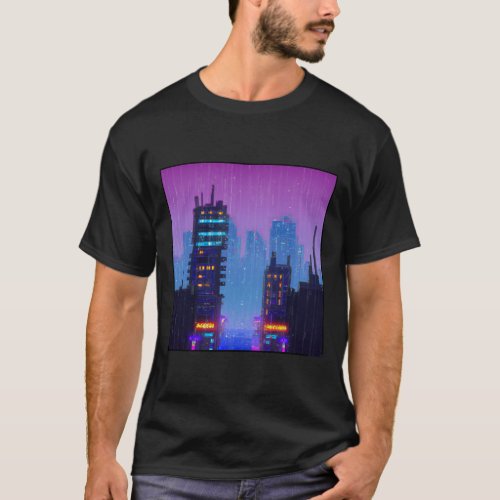 Cyber Cityscape T_Shirt