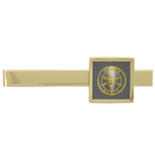 Cyber Corps Army Veteran  Gold Finish Tie Bar