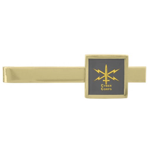 Cyber Corps Army Veteran   Gold Finish Tie Bar