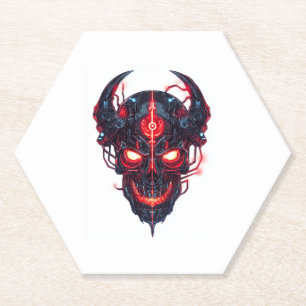 Cyber Demon Skull Lord Paper Coaster