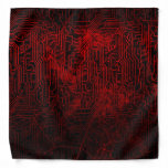 Cyber Doomsday Dark Gothic Red Circuit Board Bandana at Zazzle