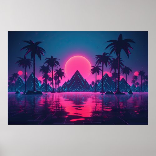 Cyber Dreamscape Synthwave Symphony Poster