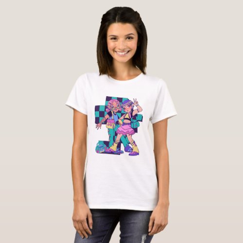 Cyber Duo Futuristic Fashion T_Shirt