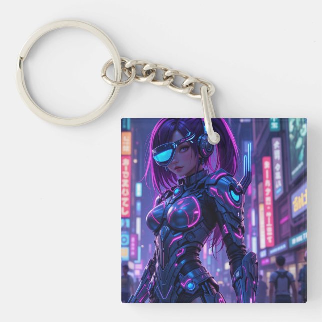 Cyber Edge Warrior modern type keychain (Front)