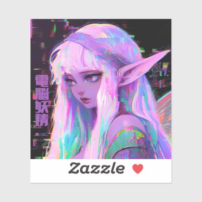 Cyber Fairy "Dennou Yousei" Glitchcore  Sticker (Sheet)