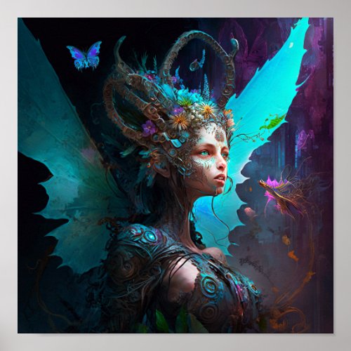 Cyber Fairy Fantasy Art Poster
