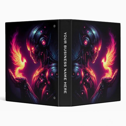 Cyber Futuristic Robot Phoenix Fire Spirit 3 Ring Binder