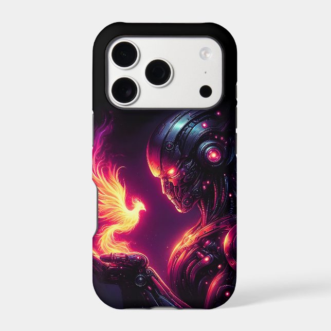 Cyber Futuristic Robot Phoenix Fire Spirit Case-Mate iPhone Case (Back)