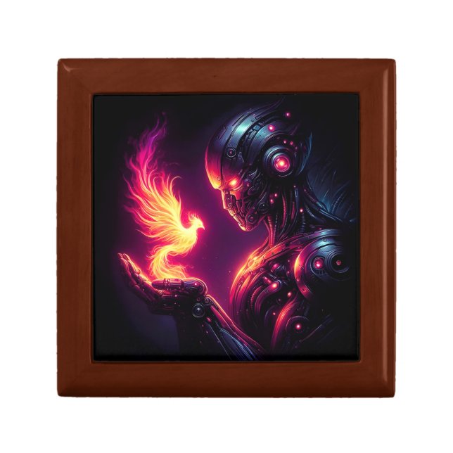 Cyber Futuristic Robot Phoenix Fire Spirit Gift Box (Front)