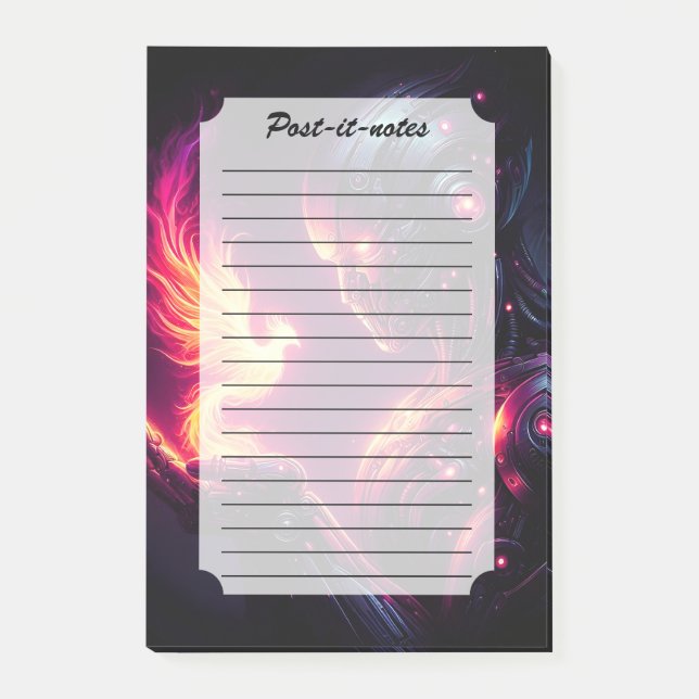 Cyber Futuristic Robot Phoenix Fire Spirit Post-it Notes (Front)