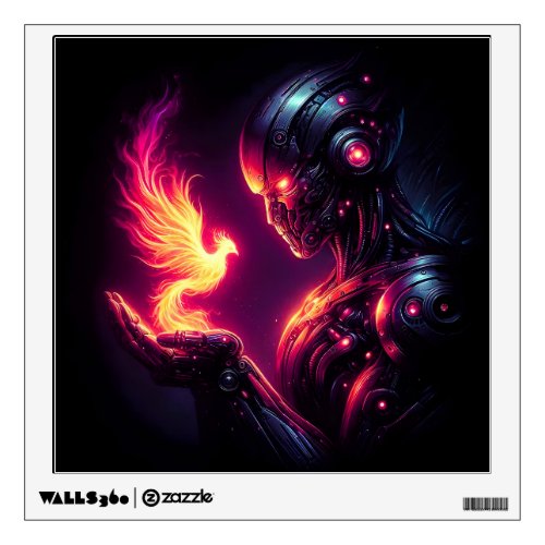 Cyber Futuristic Robot Phoenix Fire Spirit Wall Decal