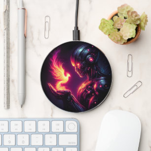 Cyber Futuristic Robot Phoenix Fire Spirit Wireless Charger