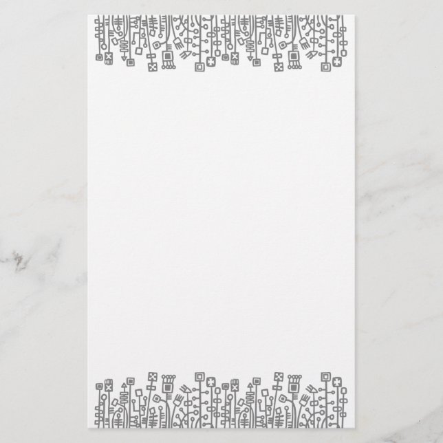 Cyber Garden - 50pc Black (Gray) Stationery (Front)