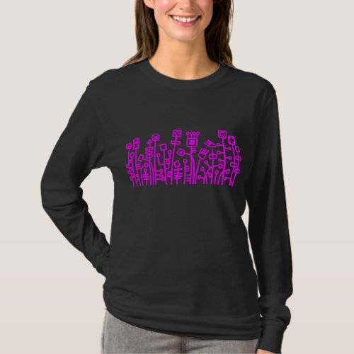 Cyber Garden _ Magenta on Dark T_Shirt