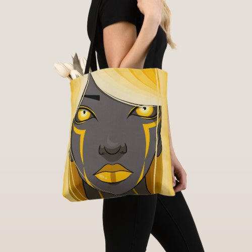 Cyber Girls Face Yellow Hair Beauty Close Unique Tote Bag