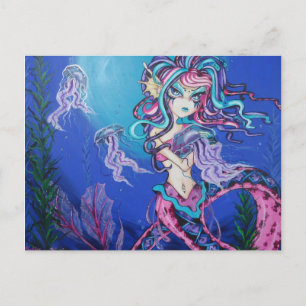 Cyber Goth Mermaid Jelly Fish Fantasy Postcard