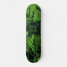 Cyber Green PCB Circuit Board Trace Pattern Art
