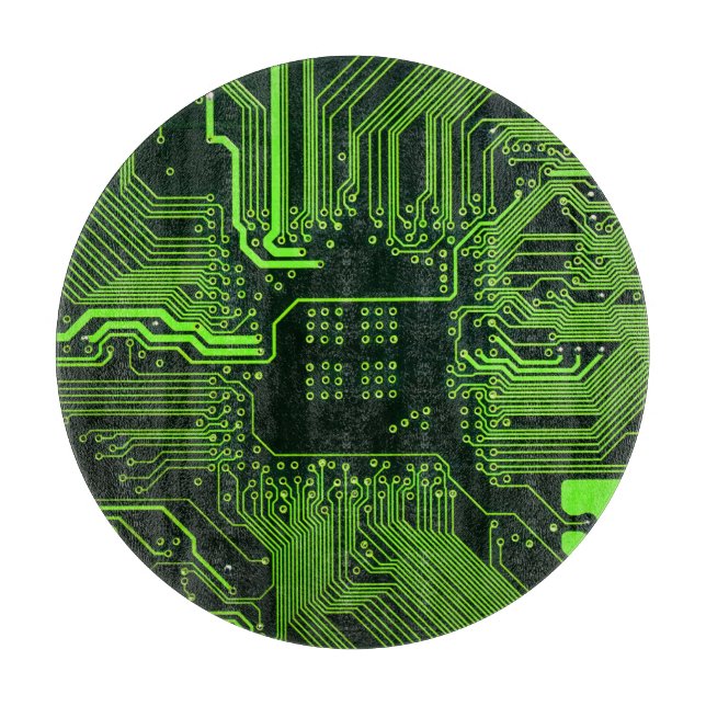 Cyber Green PCB Circuit Board Trace Pattern Art (Front)
