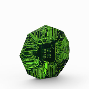 Cyber Green PCB Circuit Board Trace Pattern Art Acrylic Award
