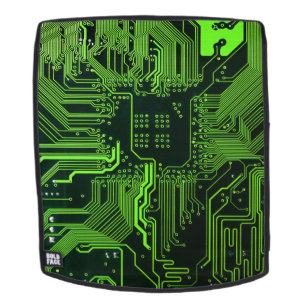 Cyber Green PCB Circuit Board Trace Pattern Art Backpack