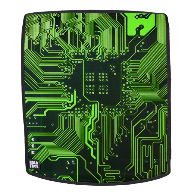 Cyber Green PCB Circuit Board Trace Pattern Art Backpack (Removable Face)