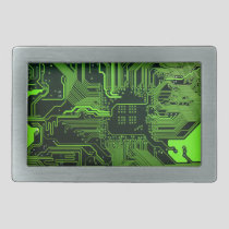 Cyber Green PCB Circuit Board Trace Pattern Art Belt Buckle