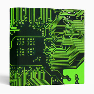 Cyber Green PCB Circuit Board Trace Pattern Art Binder