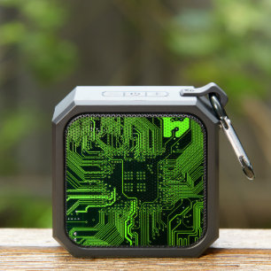 Cyber Green PCB Circuit Board Trace Pattern Art Bluetooth Speaker
